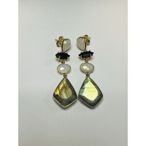 solid 925 silver jewelry labradorite and moonstone dangle post